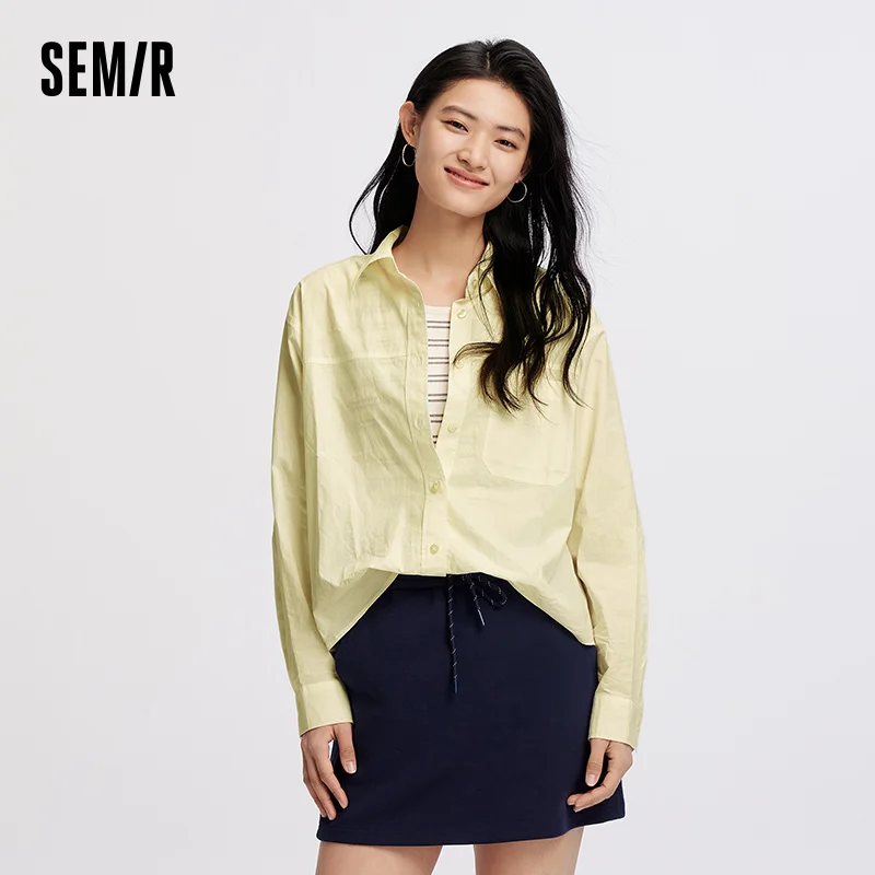 

Semir Long Sleeve Shirt Women Striped Vest Oversize Blouse 2025 New Autumn Two Piece Set