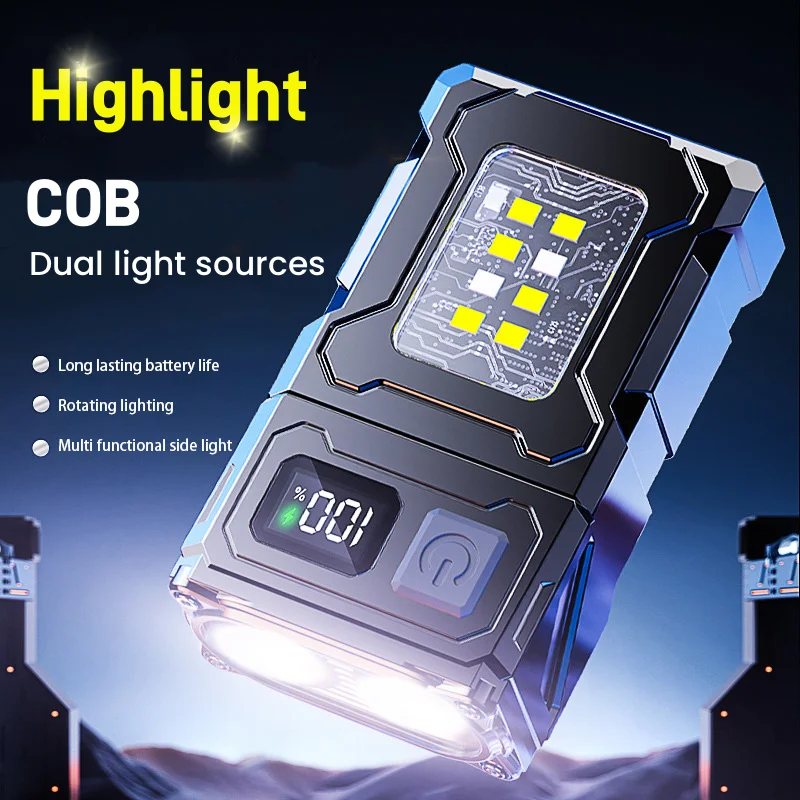 MINI USB Rechargeable LED Flashlight Portable Tail magnet flashlight Super Bright Camping Lantern Side COB emergency light New