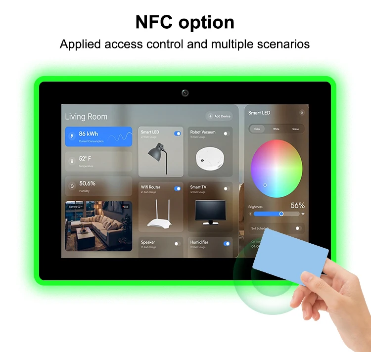 YC-LE101T 10" IPS Flush Mount Android POE Touch Screen Tablet Four-Side RGB LED Light Voice Control 5G for Smart Home Car Garage - view 3