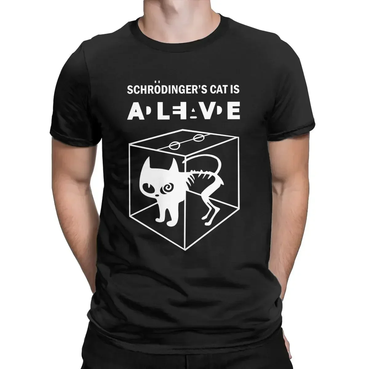 Funny quantum mechanics physics humor T-Shirt 100% Cotton Clothing cotton Schrodinger's Cat Is Alive Dead Paradox Science Geek