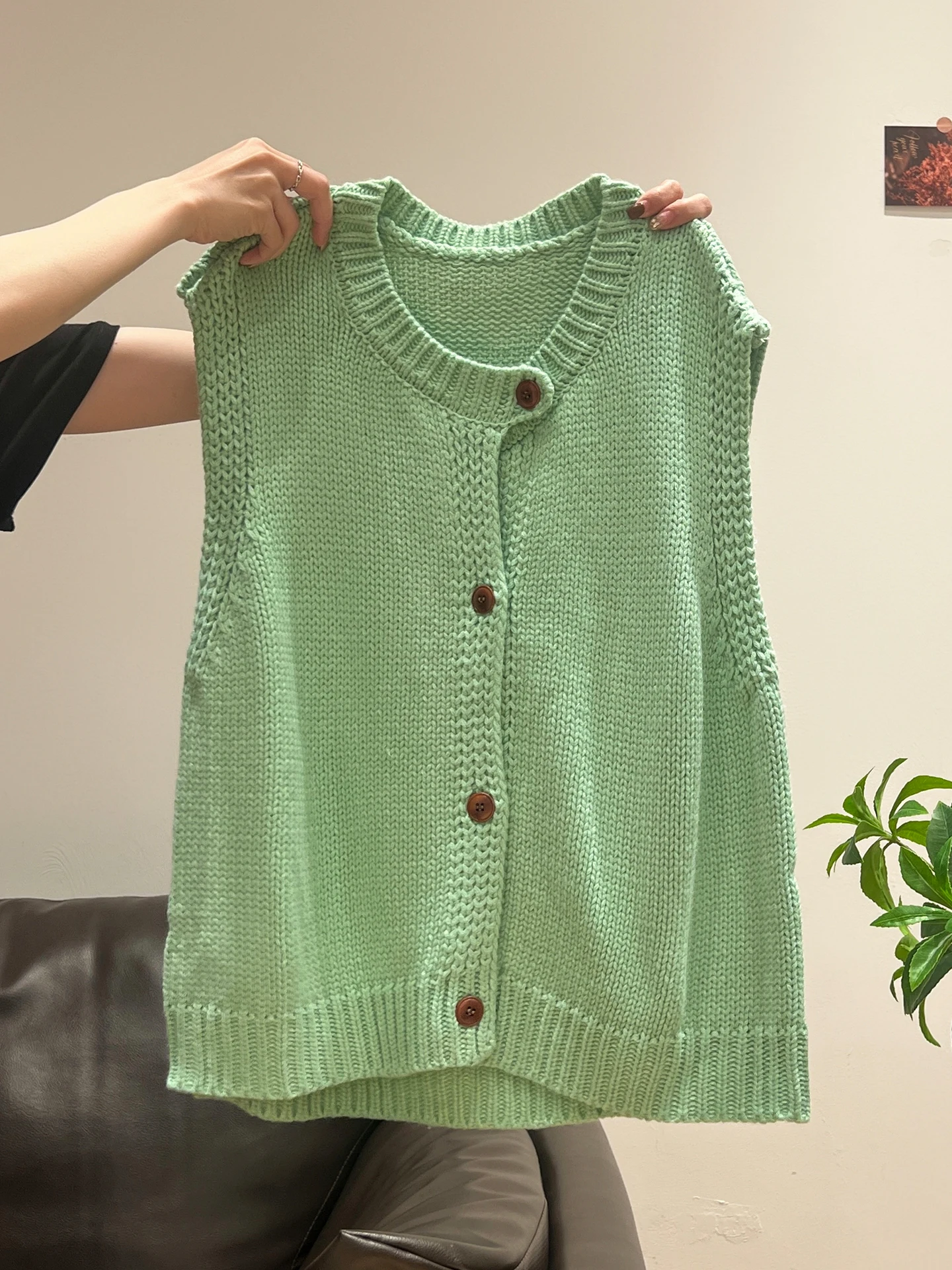 Ele round Ne Svel Gilet lavorato a maglia da donna Vestibilità ampia Autunno Inverno Stratificazione Sle Top casual allentato