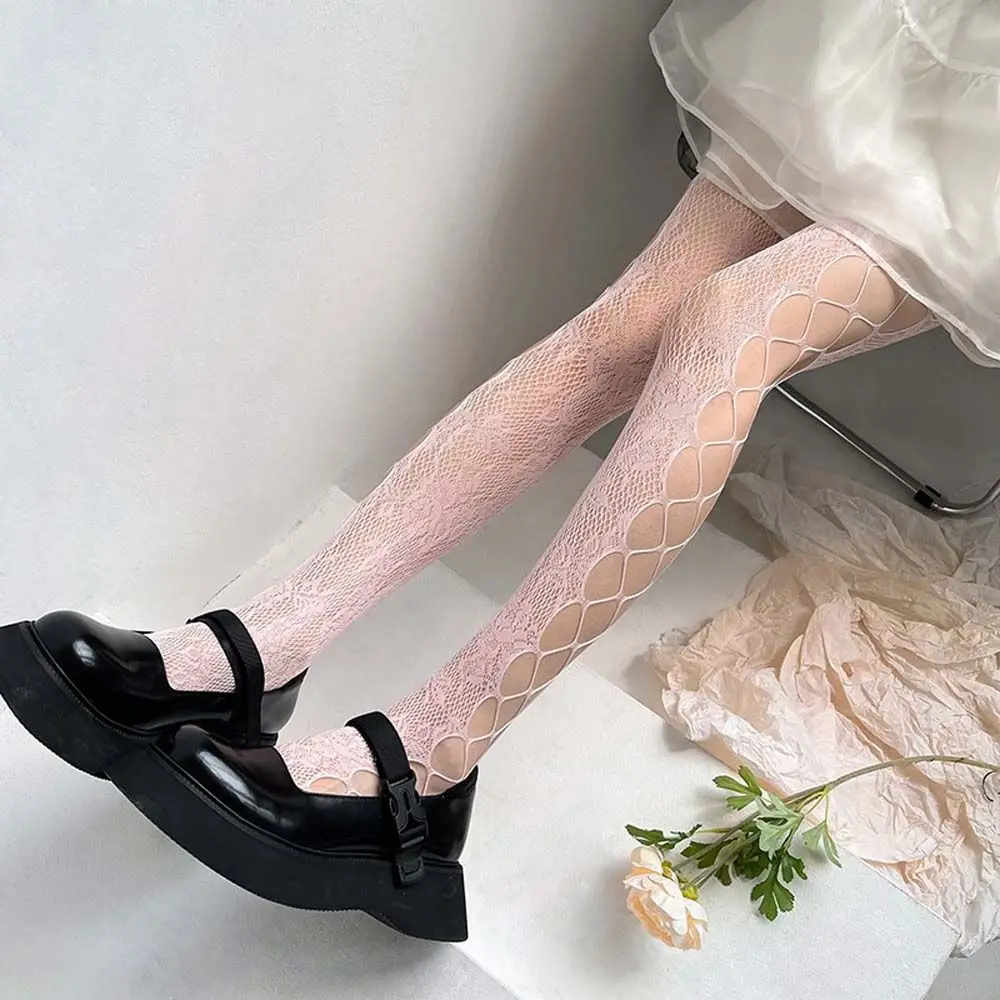 

Elastic Girl Lolita Nightclub Dress Up Mesh Sexy Rose Pattern Pantyhose Fishnet Stockings Female Stockings Hollow Lace Tights