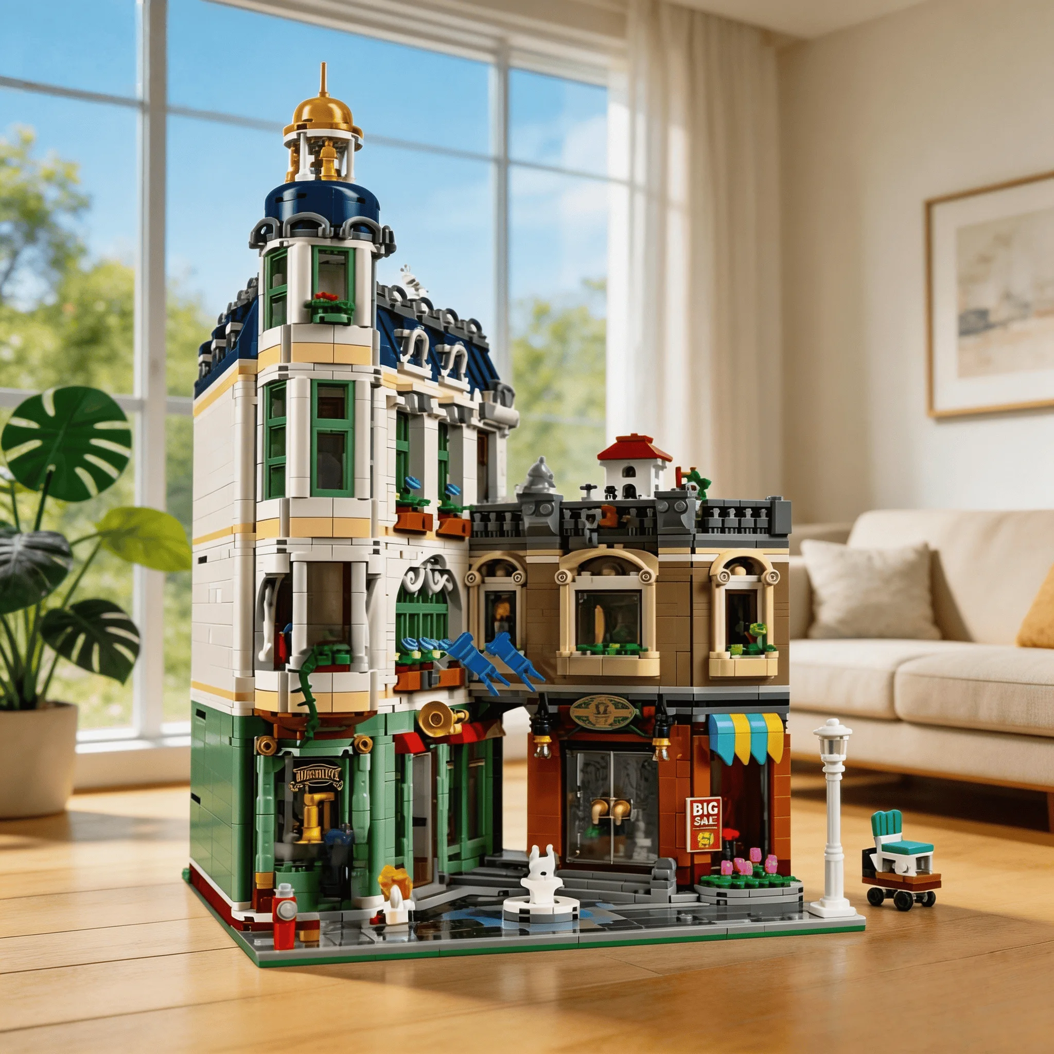 

Новые модульные здания 3456 (2026 год) — европейские торговые улицы, городские здания, кирпичные модели, игрушки, подарки для детей и взрослых