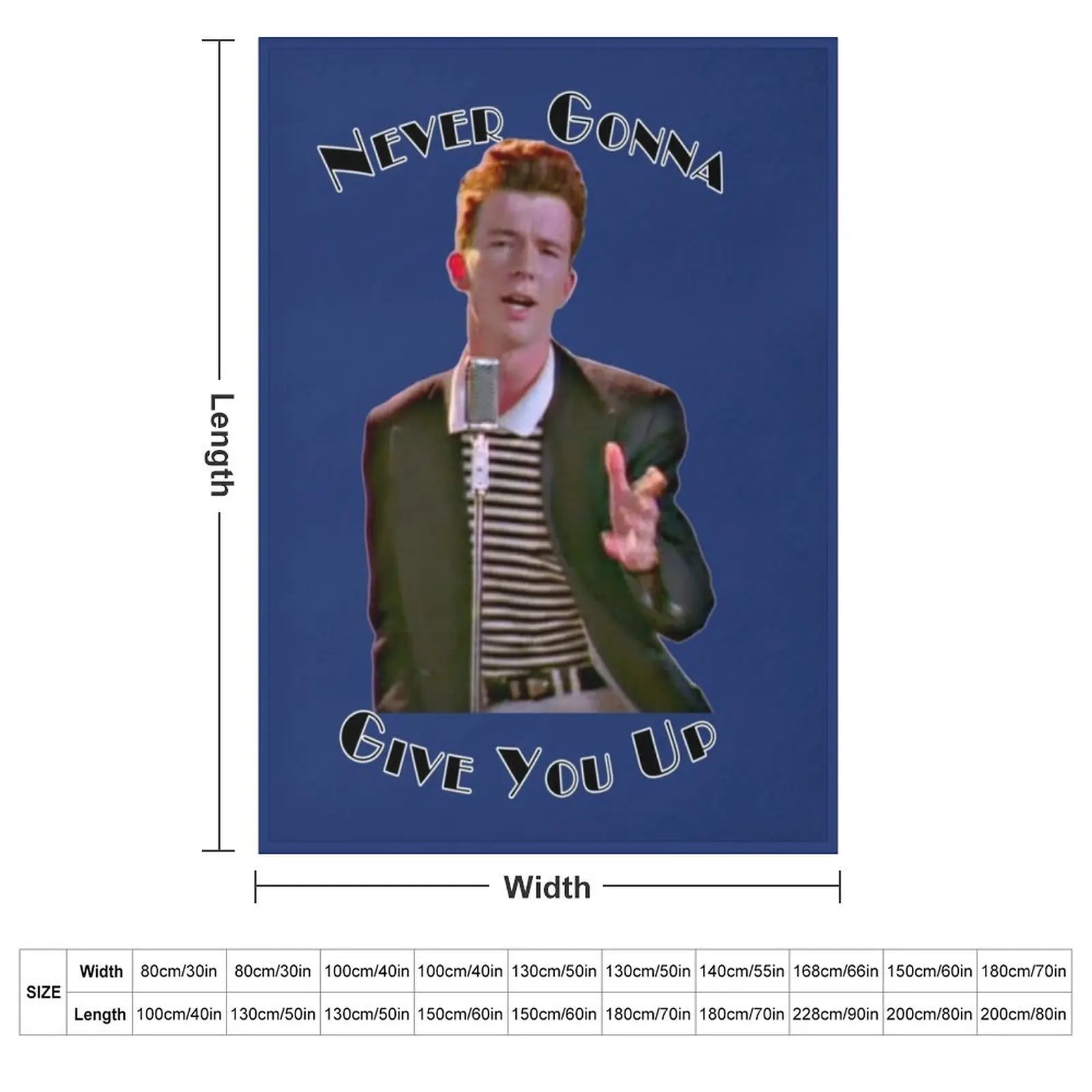 Never Gonna Give You Up Rickroll - Rick Astley Throw Blanket couch cozy soft plush fuzzy picnic outdoor blanket