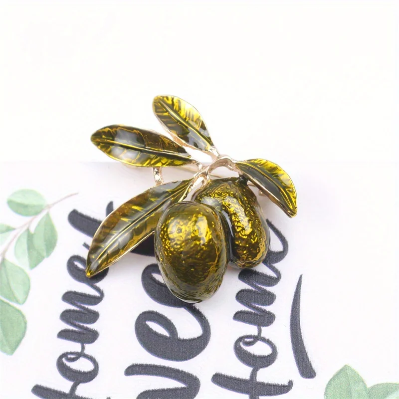 Vintage Fruit Enamel Corsage Green Plum Pin Drop Oil Brooch Dress Gift for Both Men and Women