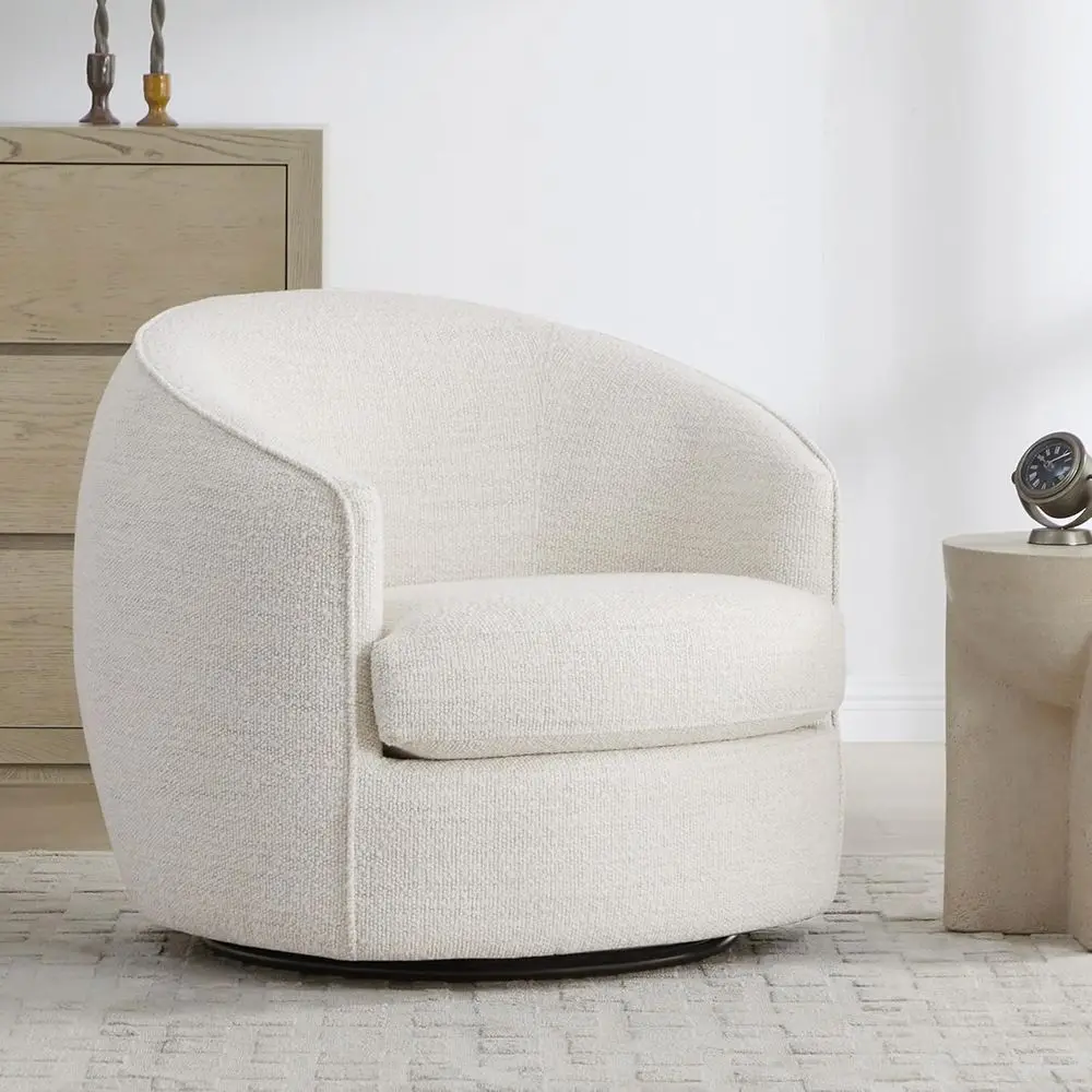 

Upholstered Swivel Chair, Comfortable Accent Chair for Living Room, Fully Assembled, Cream