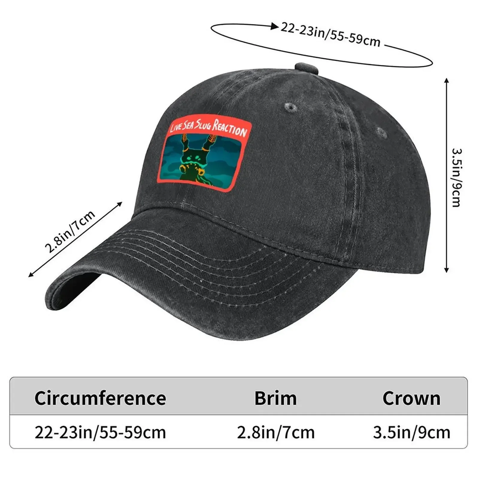 New Live Sea Slug Reaction (Black) Baseball Cap hard hat Designer Hat Visor Snap Back Hat For Women Men's