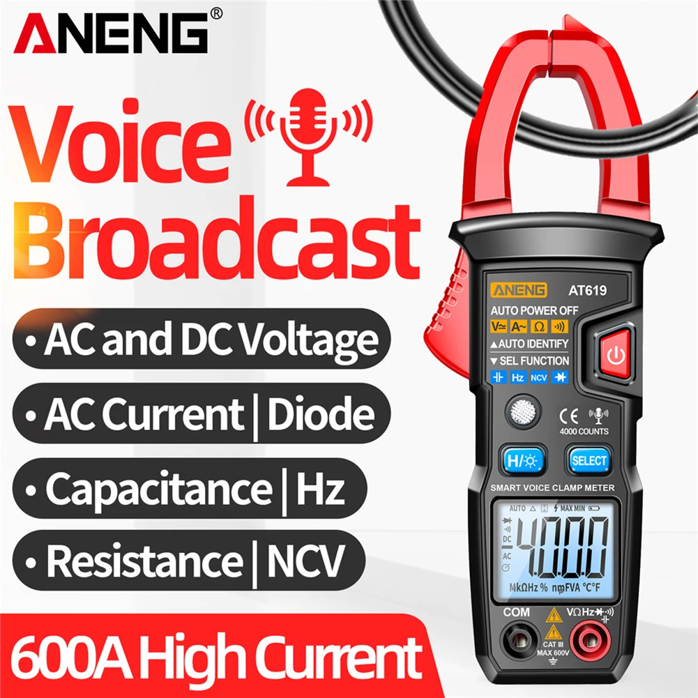 ANENG AT619 miernik cęgowy multimetr cyfrowy transmisja 4000 zliczeń amperomierz prądu DC/AC tester cęgów elektryk narzędzia detekcyjne