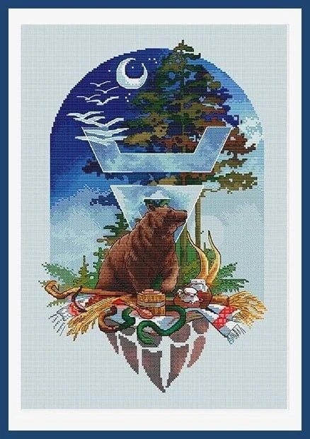 Cross stitch Kit 14CT Canvas Cross Stitch Embroidery Set Craft -20-Bear in the Forest 35-48 Cross Stitch Set