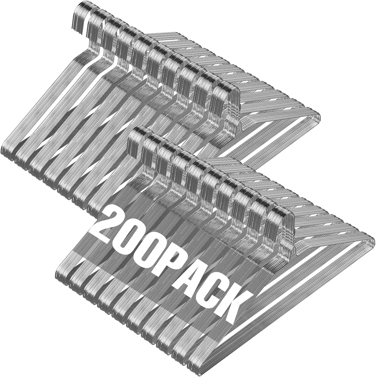 

Wire Metal Clothes Hangers Bulk 200 Pack for Standard Size Suits, Coats, Shirts, Pants, Skirts, Space Saving, Non Slip