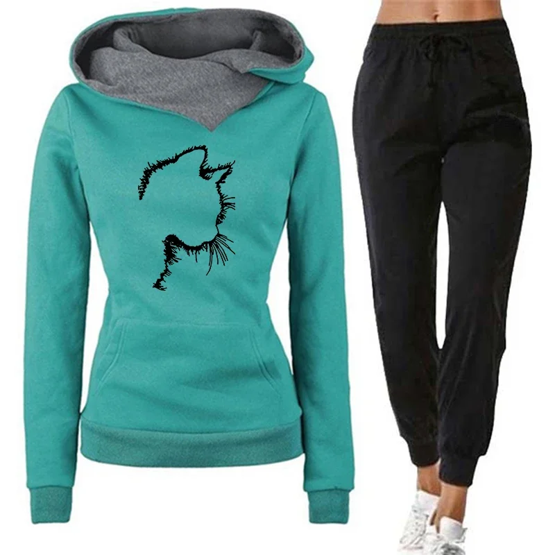 Women's Tracksuit Quality Casual Long Sleeves Hoodie Sweatshirts Outdoors Sports Jogging Clothing Autumn Winter Warm Sportswear