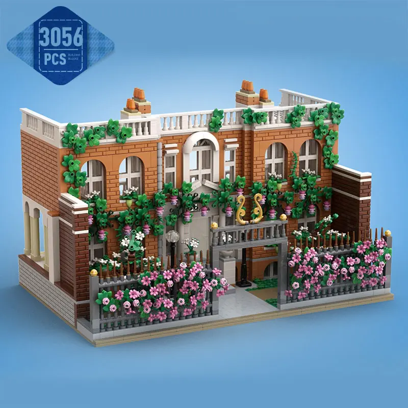 

Moc City Architecture Bridgertoned Family House Building Blocks Garden Villa Street View MOC-111690 Model Bricks Toys Kid Gifts