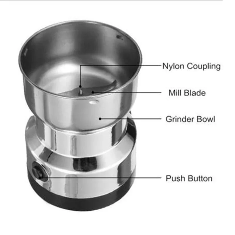 150W elektrische koffiemolen EU-stekker roestvrij staal multifunctioneel voor kruiden/kruiden/noten/korrels/koffiebonen malen
