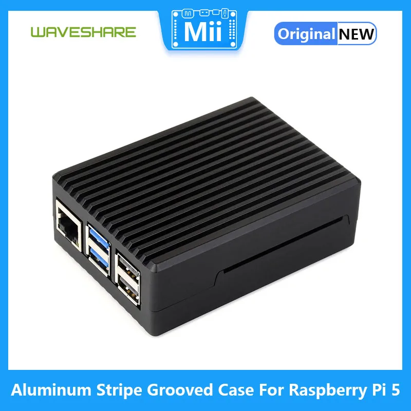 

Waveshare Aluminum Stripe Grooved Case For Raspberry Pi 5, Built-In Cooling Fan And Heatsink Pillars Suitable For Raspberry Pi 5