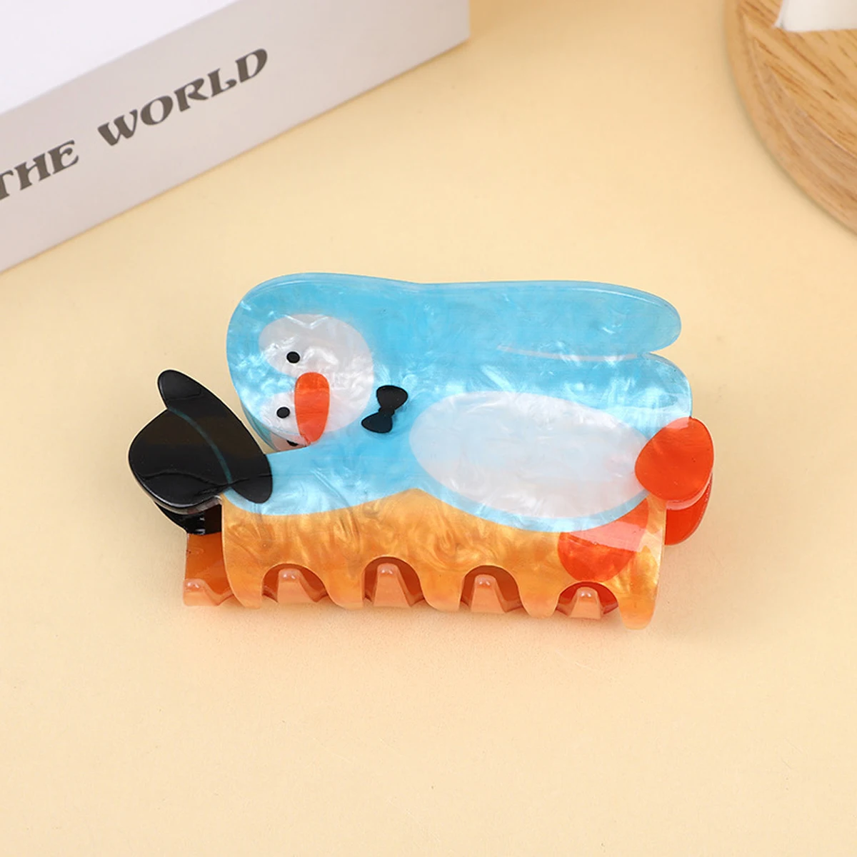 1pc Acrylic Cute Animal Flower Cloud Planet Hair Claw，Fashion Double-sided Print Medium Claw Clip