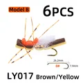 6pcs B brown yellow
