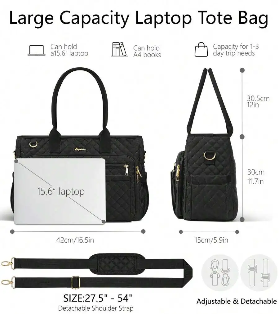 Teacher Tote Bag 15.6 Inch Laptop Bag For Women Work Bag Laptop Tote Nurse Bag Computer Messenger Bag, Laptop Briefcase For Offi