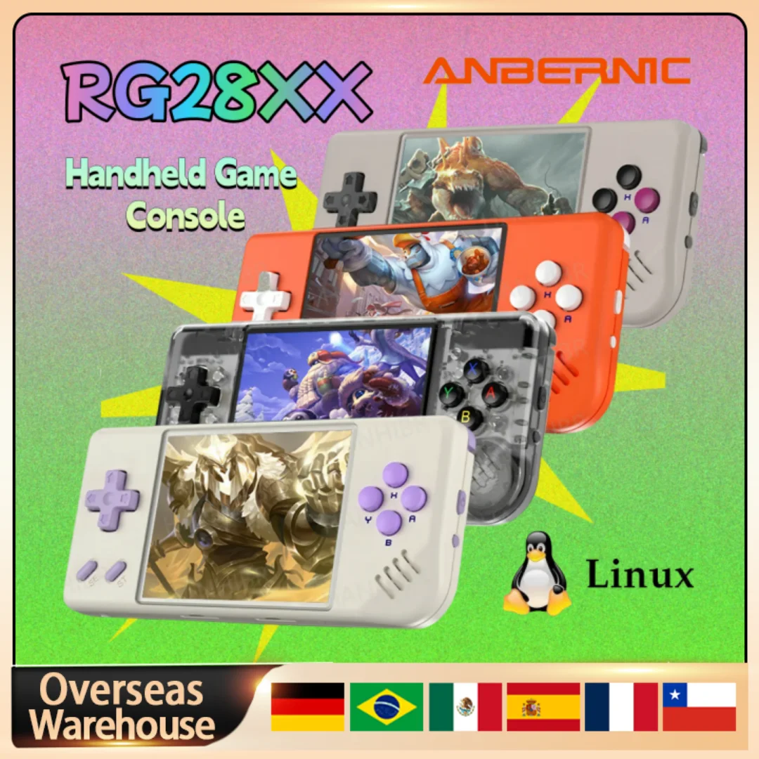 ANBERNIC RG28XX Handheld Game Console Retro Video Gaming Player 2.83-Inch 640*480 IPS Screen Linux System 64G Games Gifts RG28XX