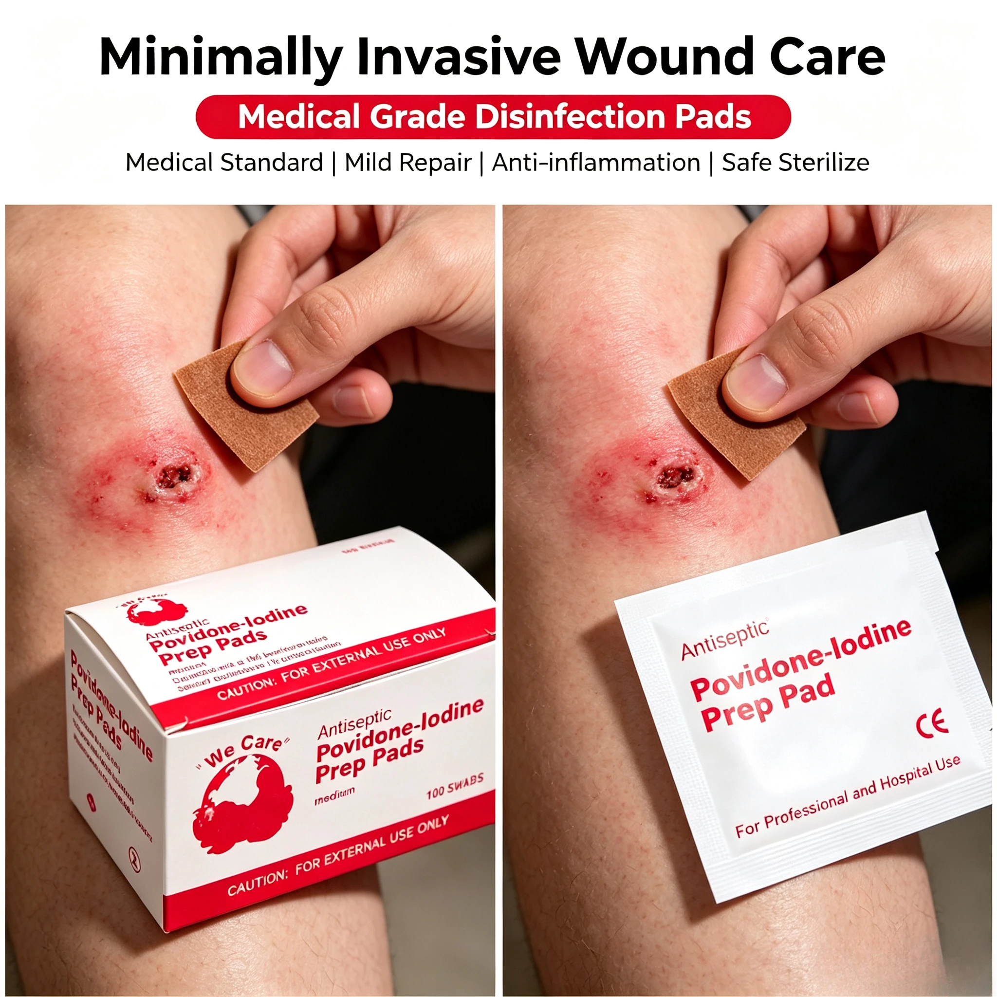 Essential Household Iodine Wipes; Specifically Used for Disinfecting Abrasions and Skin Scrapes. Convenient to Carry and Store.