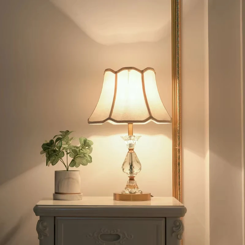 Retro Floor Lamp Living Room Copper Crystal Floor Light Wall Corner Standing Bedroom Bedside Table Lamp Next To The Sofa LED