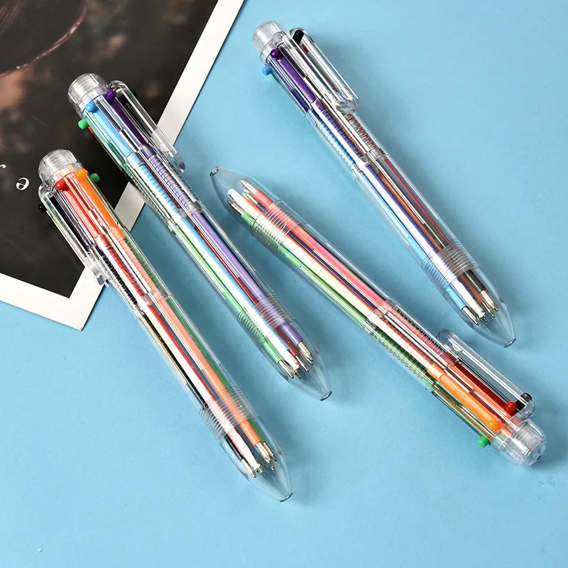 

50 Pack 0.5mm 6-in-1 Multicolor Ballpoint Pen 6-Color Retractable Ballpoint Pens Office School Supplies Students Children Gift