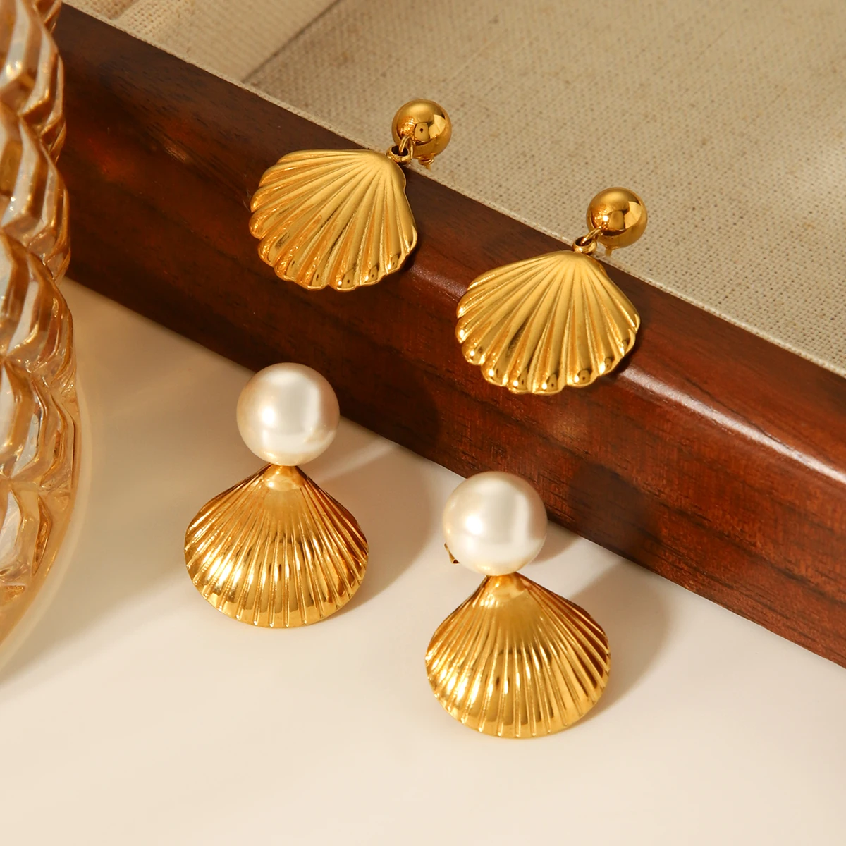 

Nautical Shell Pearl Drop Earrings For Women 18K Gold Plated Stainless Steel Ocean Dangle Earring Summer Beach Jewelry 2026