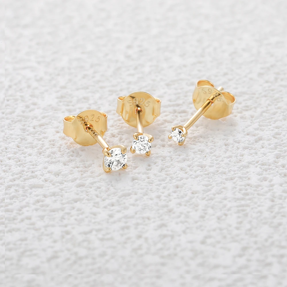Aide S925 Sterling Silver Moissanite Stud Earrings Multi-Size Piercing Jewelry for Nose Cartilage Tragus & Lobe Women Daily Wear view 4