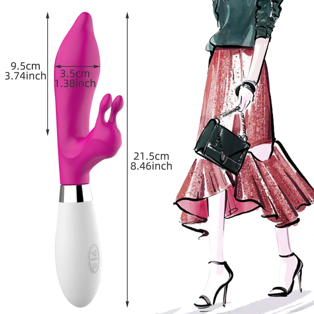 Vibrador G Spot Rabbit para Mulheres, Estimulador do Clitóris do Mamilo, Massageador Dildo, Masturbador, Brinquedo do Sexo Feminino, Adultos 18 +, 2 em 1