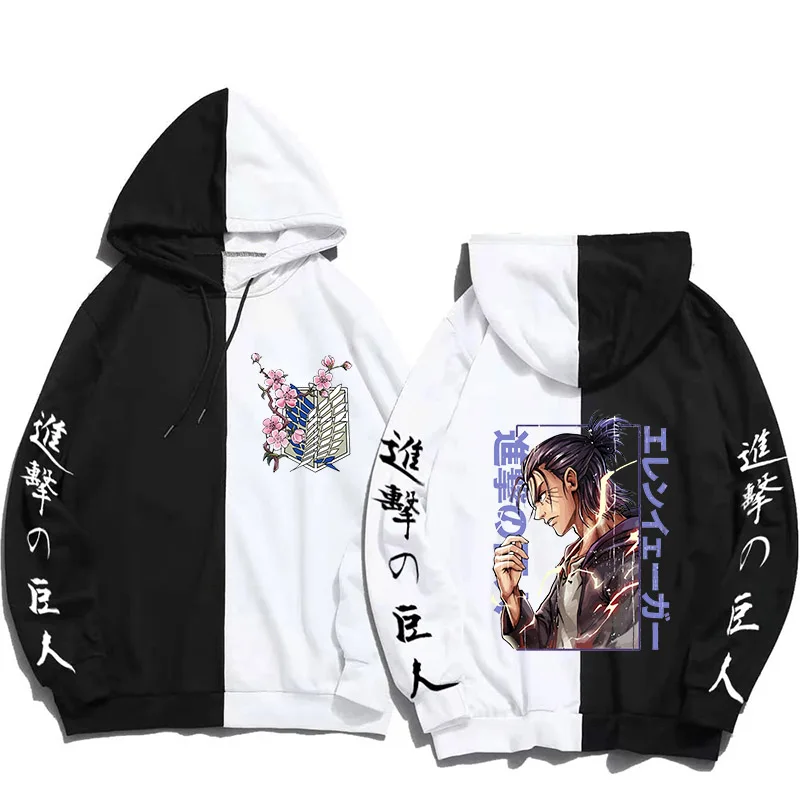 90s Attack on Titan Sweatshirts Japanese Anime Shingeki No Kyojin Hoodie Harajuku Women Jacket Clothes Cartoon Streetwear Unisex