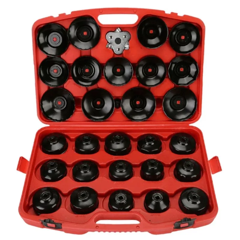 30Pcs Oil Filter Wrench Set, Universal Cup Type Cap Removal Tool Kit, 3/8