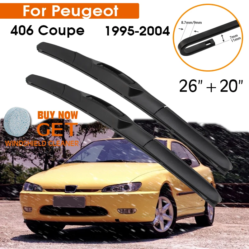 

Car Wiper Blade For Peugeot 406 Coupe 1995-2004 Windshield Rubber Silicon Refill Front Window Wiper 26"+20" LHD RHD Accessories