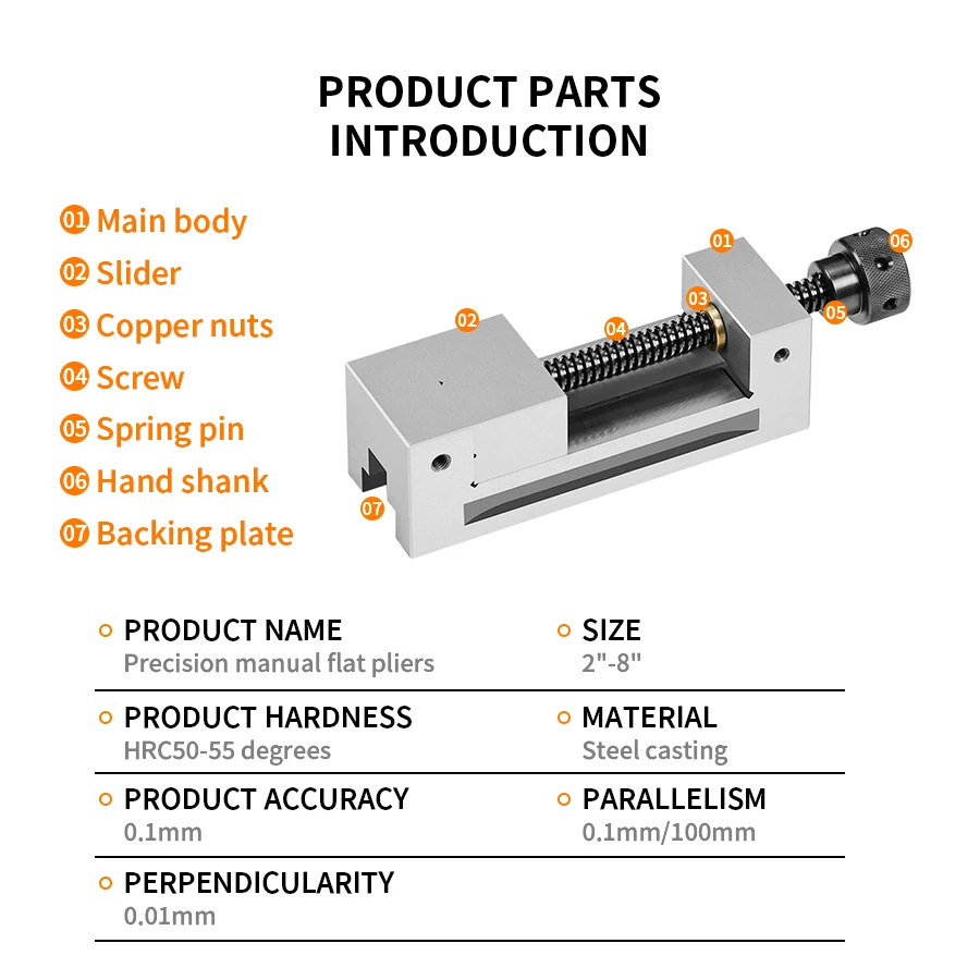 QGG High Precision Flat Jaw Grinding Machine Manual Small Bench Vise Clamp Cross Calibrator Vice 2 3 4 5 6 Inches