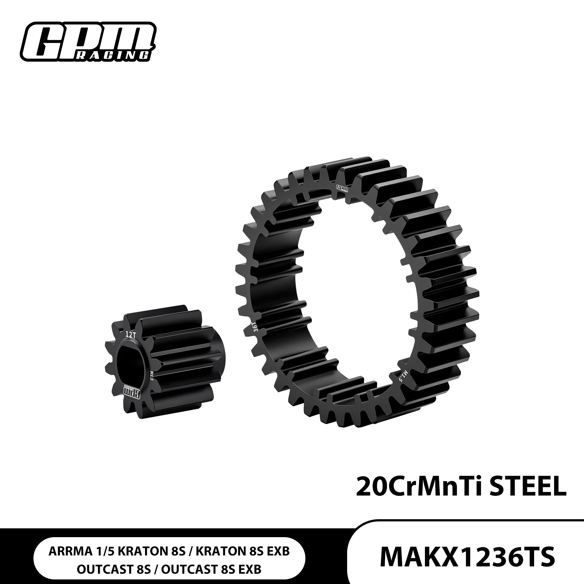 GPM 20CrMnTi Steel Center Diff Gear Set 36T/12T (M1.5) For ARRMA 1/5 Kraton / Outcast 8S EXB