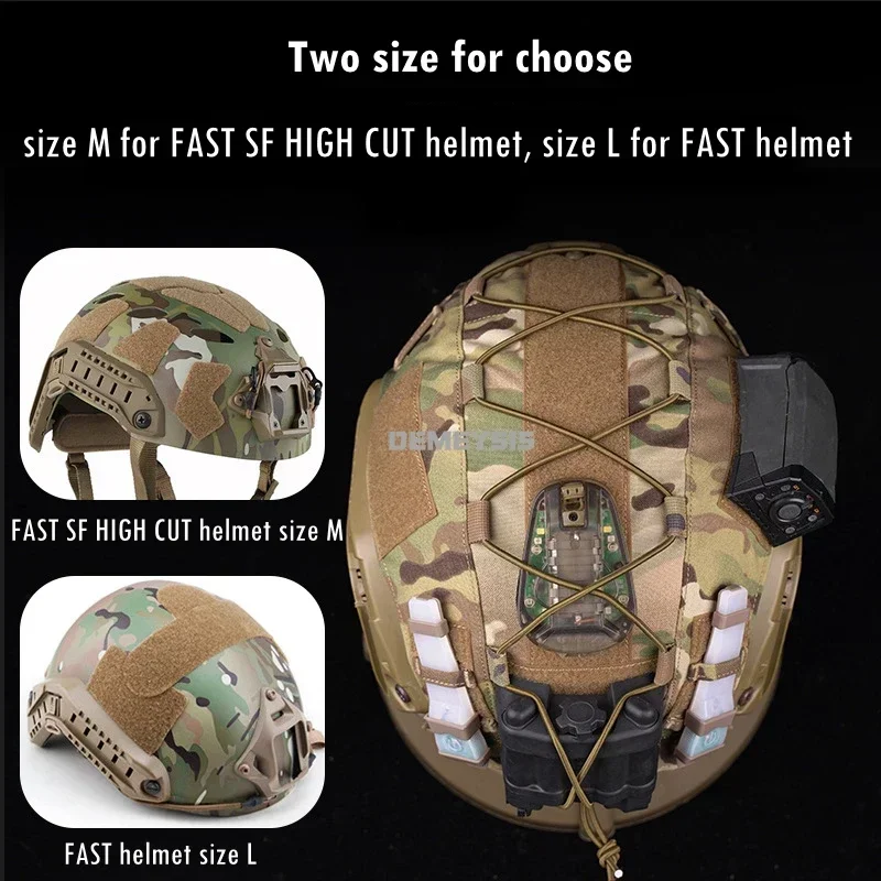 Funda para casco Airsoft, camuflaje táctico, tela para casco rápido, accesorios para casco de caza y tiro con cordón elástico