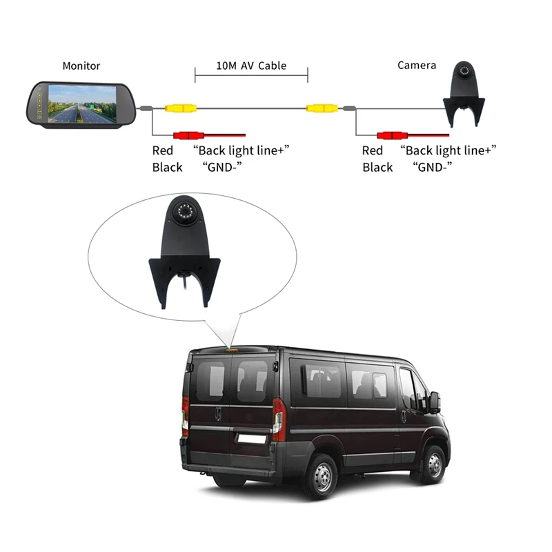 Waterproof Night Vision 3Rd Brake Light Reversing Camera For Mercedes Benz Sprinter Minivan + 7 Inch HD Reverse Rear View Mirror