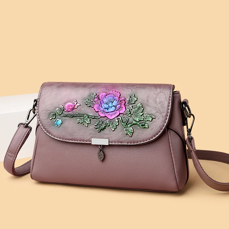 

Women Embroidery Bag High Quality Pu Leather Ladies Handbags Women Shoulder Bag Small Crossbody Bags For Women Mom Sac a Main