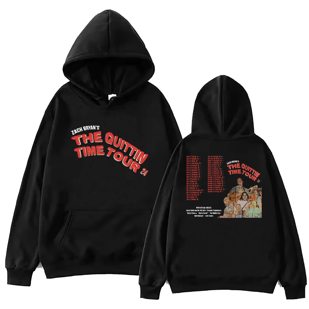 Zach Bryan The Quittin Time Tour 2024 Hoodie Harajuku Pullover Tops Sweatshirt Fans Gift