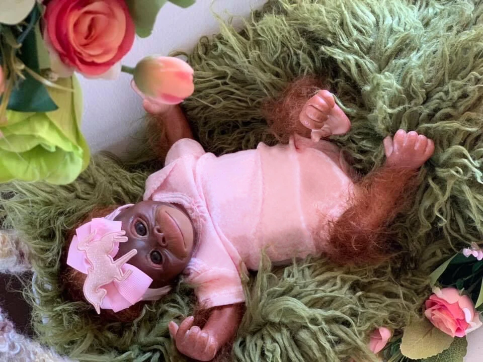 45CM Reborn Monkey Baby orangutany realistyczne miękkie w dotyku przytulanki miękkie ciało lalki kolekcjonerskie prezenty artystyczne dla dorosłych