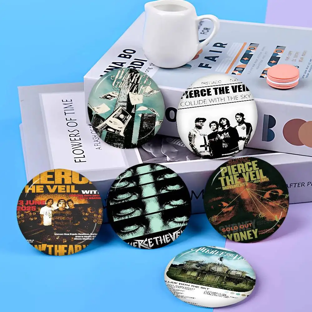 

Pierce The Veil Music Band Soft Button Pin Bright Printed Icon Gift For Friends Badge Collar Brooch Lapel Pin Metal