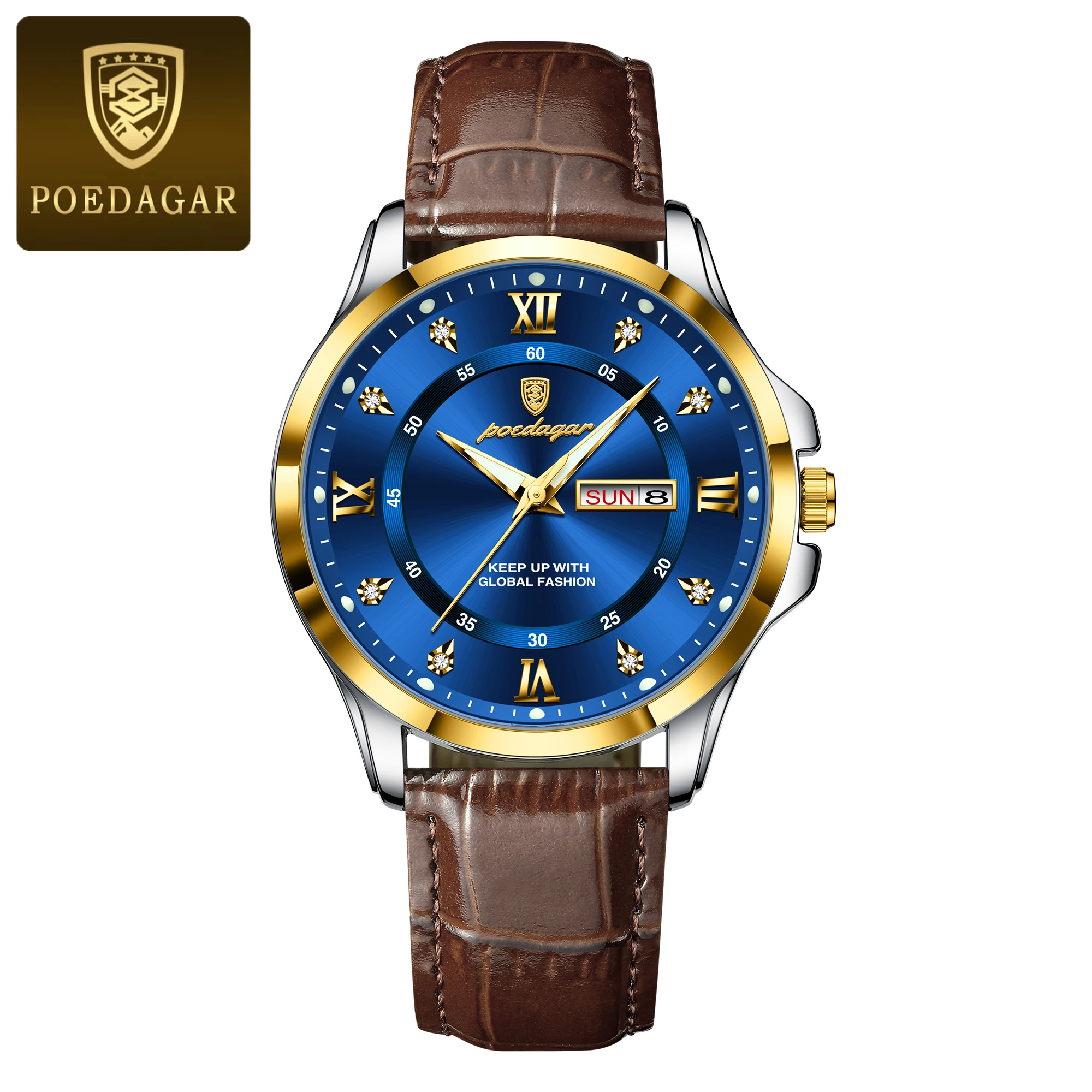 Men's Waterproof Luminous Date Week Business Watch