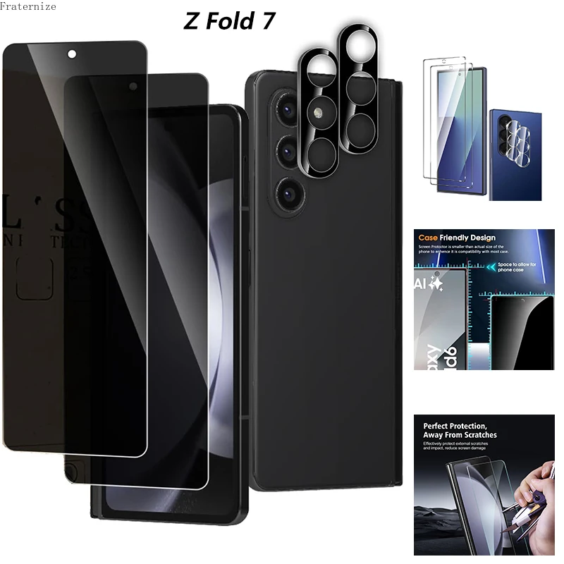

Защитная пленка для экрана 4 в 1, закаленное стекло для Samsung Galaxy Z Fold 7 HD, набор прозрачных стеклянных линз для Galaxy Z Fold6/5/4/3