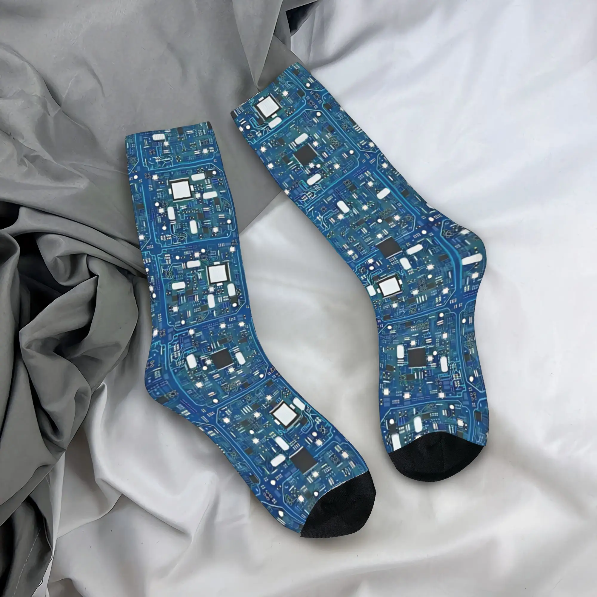 

Blue Tech Stockings Funny Socks Unisex Men Soft Socks Autumn Cycling Graphic Anti-Slip Socks Birthday Present