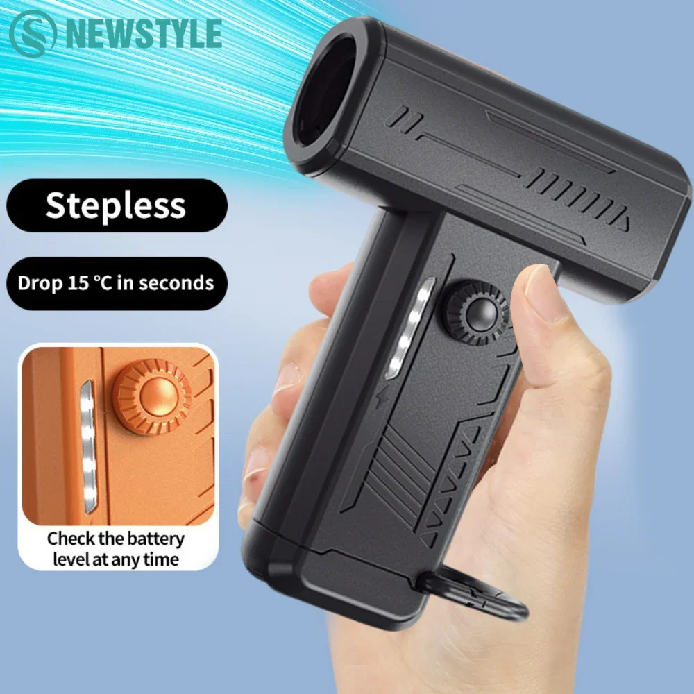 

Портативный турбовоздуходувка со светодиодной рабочей подсветкой 130000 Бесщеточный двигатель об/мин, бесступенчатая регулируемая скорость, жестокий вентилятор для наружного инструмента