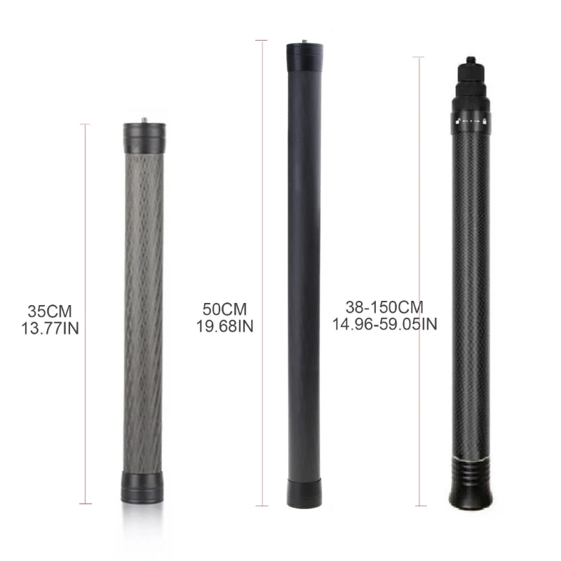 Carbon Fiber Extension Pole, Extendable Rod Handheld Gimbal Handle Grip for Ronin S/Zhiyun/Feiyu