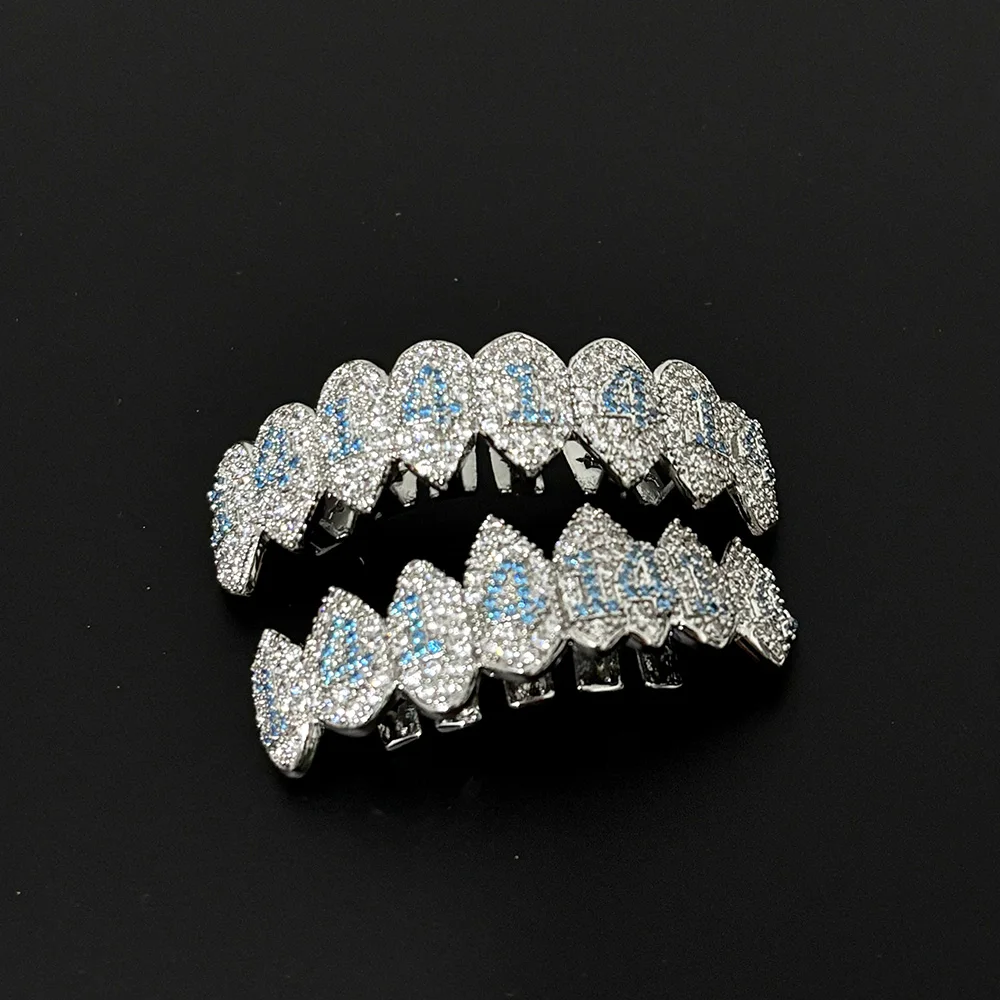 RACHELZ 8/8 أعلى أسفل 14 عدد تشيكوسلوفاكيا حجر الأسنان قبعات الهيب هوب لامعة الزركون الأسنان الشوايات النساء الرجال المجوهرات تأثيري الأسنان Grillz #6