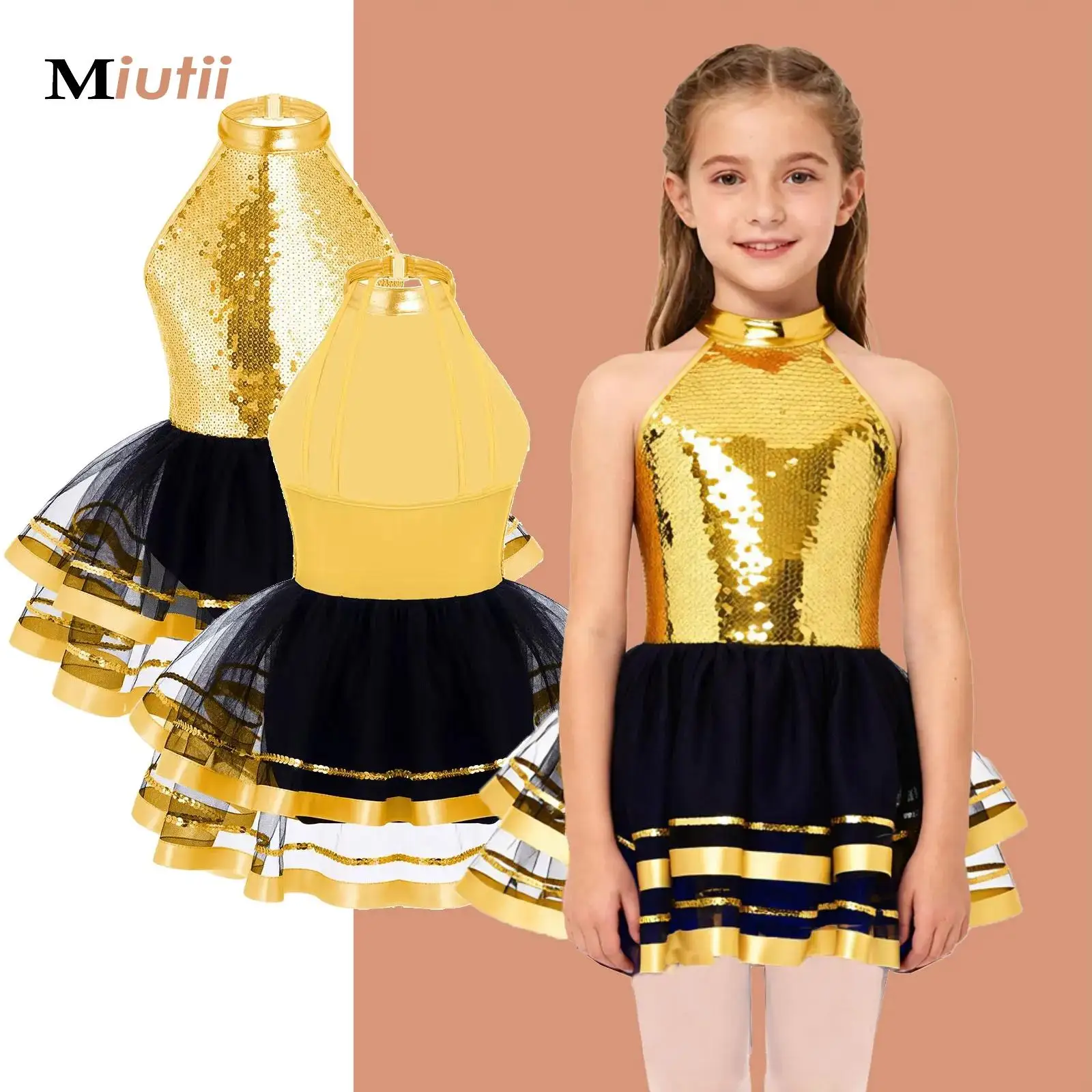 

Trendy Glitter Sequin Ballet Leotard Tutu Dress for Kids Girls Jazz Lyrical Dance School Practice Performance Parties Costume
