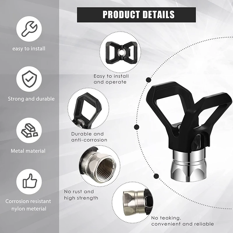 3Pcs Spray Tips Airless Paint Spray Sprayer Tip Guard Black Spray Paint Tips For Spray Can Airless Spray Nozzle