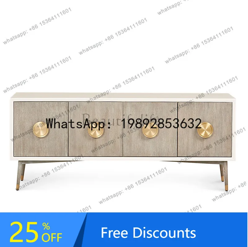 

French light luxury solid wood entrance door American country entrance cabinet dining room side cabinet Nordic decoration