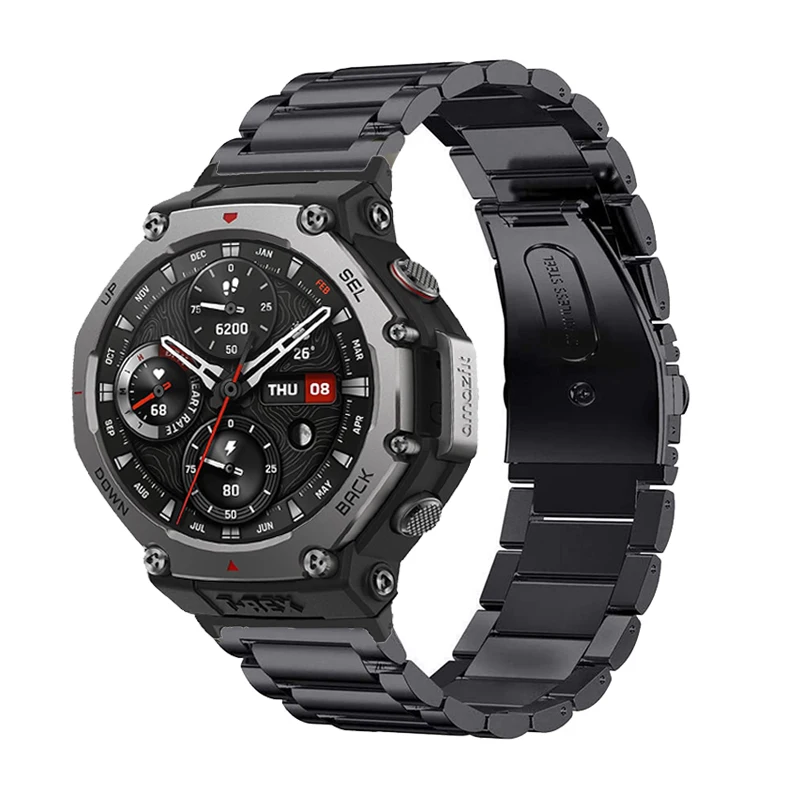 สําหรับ AMAZFT T REX 3 สายคล้องโลหะ Correas reloj สําหรับ Amazfit T-Rex 3 สแตนเลสสําหรับ amazfit t rex 3 เปลี่ยนสร้อยข้อมือ