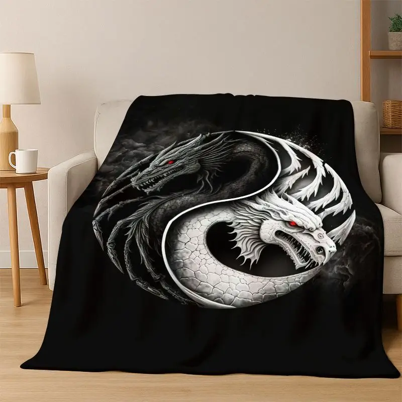 Yin Yang Symbol Chinese Tai Chi Flannel Blanket Soft Warm Throw Blanket for Bedroom Living Room Bed Travel Camping Picnic Gift